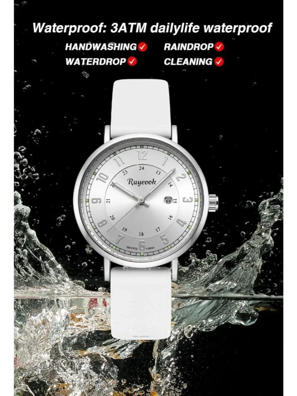 Women's White Analog Quartz Silicone Band Resistant Nurses Classic Wrist Watch